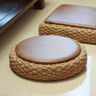 加厚家用跪拜打坐垫禅修垫 藤编蒲团坐垫榻榻米拜佛茶道草垫子日式