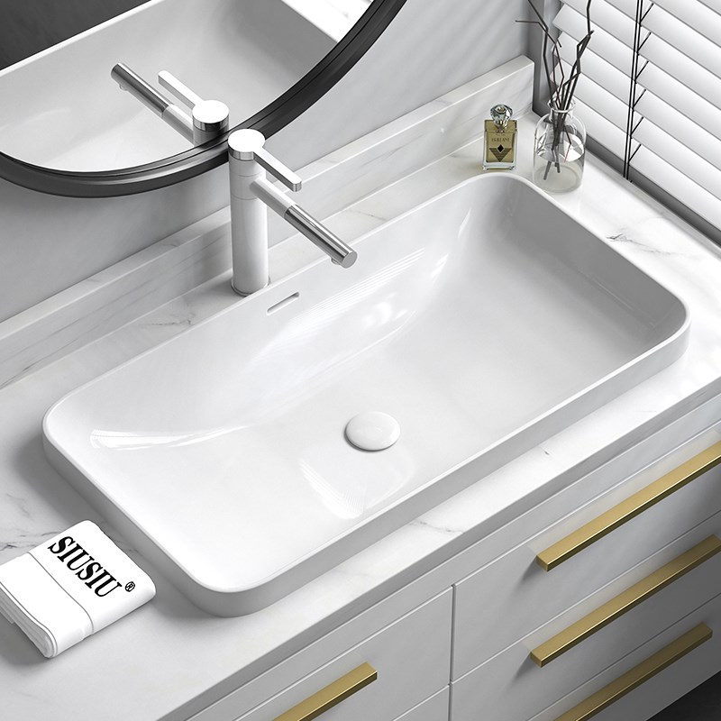 半嵌入式圆形台上盆台中盆长方形陶瓷洗手洗脸池椭圆洗漱面盆单盆