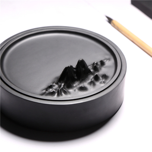 观山 名师设计 天然歙砚经典带盖砚台墨海收藏端砚