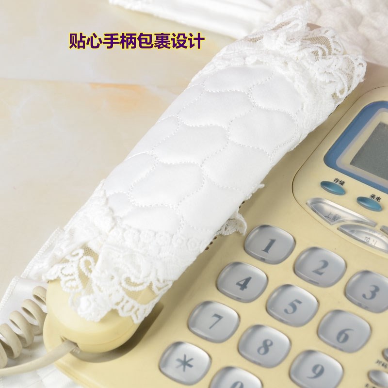 博文布艺品牌白色欧式蕾丝刺绣电话垫话机套座机罩子防尘套雪绒花