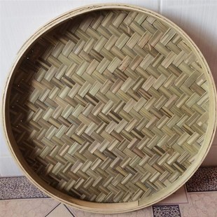 手工制作 精品头层竹皮耐j用 家用圆簸箕竹编簸箕竹筛子簸箕竹匾