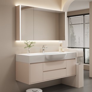 四季 沐歌大肚一体盆浴室柜肤感小户型卫生间洗手脸盆柜洗漱台