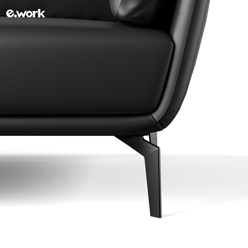 办公室沙发会客商务接待办公沙发茶几现代三人位西皮沙发