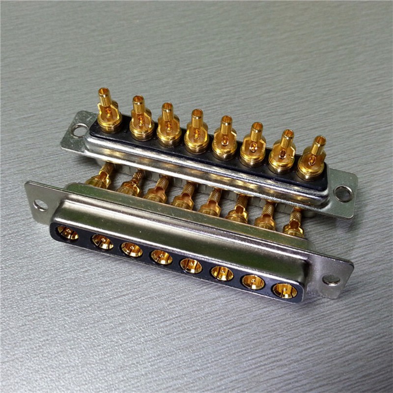 优质射频同轴焊线d-sub8W8母座插头 矩形8芯高频母端子模块连接器