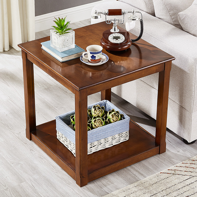 全实木沙发边几边柜正方形茶几小茶桌角几小方桌旁边的方几边桌子