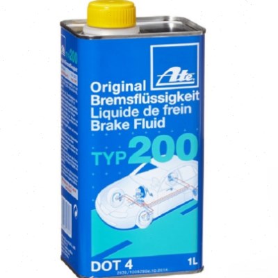 进口德国ATE刹车油DOT4蓝色TYP200竞技型1升装高性能280℃高沸点
