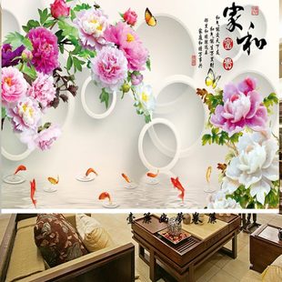 流水生财山水风景油画家用窗帘客厅卧室卷帘升降拉帘挂画遮光