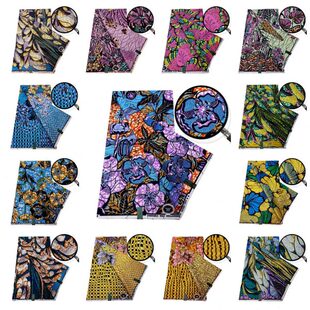 African wax golden fabric非洲蜡染布24*24支棉烫金蜡染布