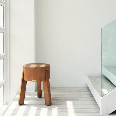 SikaDesign｜Roger实木木墩实木边几复古现代北欧圆形墩凳进口