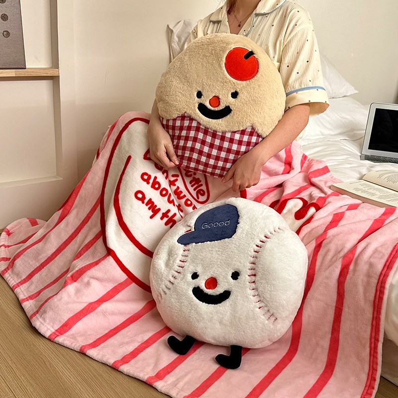 可爱卡通抱枕被子两用毯子二合一客厅卧室宿舍Q毛绒午睡毯护腰靠