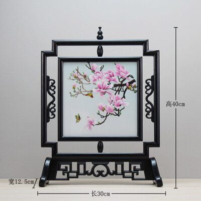 苏绣双面绣客厅台屏摆件苏州特色中国风家居装饰画手工刺绣画精品