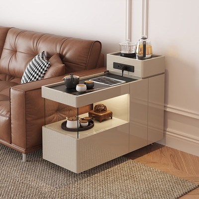 小户型可移动茶几茶台烧水壶w一体全自动茶桌实木沙发测边柜高级