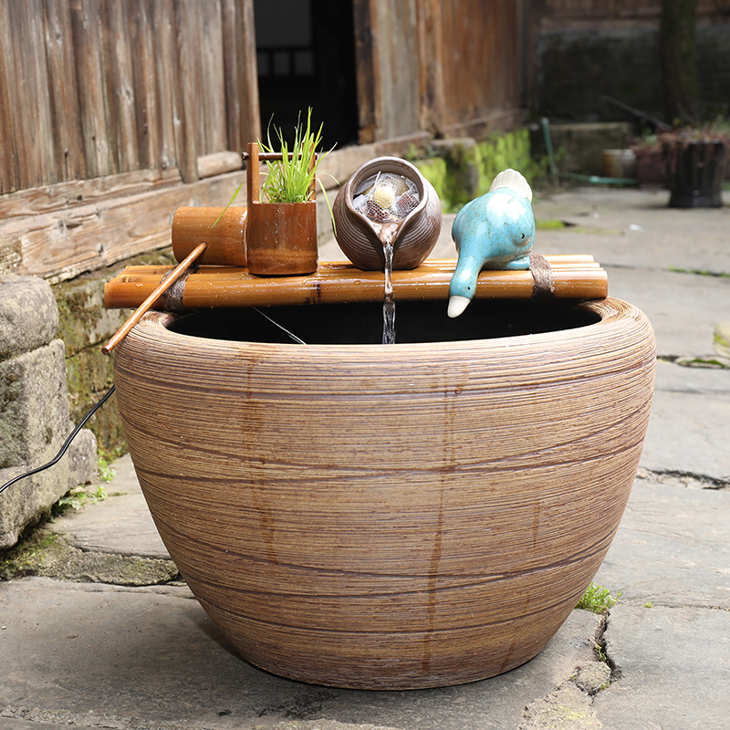 小型陶瓷鱼缸自制出水口diy装饰循环吐水流水器摆件水族箱微景观