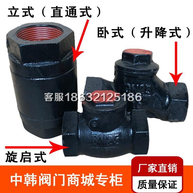 内螺纹止回阀立式卧式铜芯不锈钢耐高温丝口单向阀DN25 32 40 50