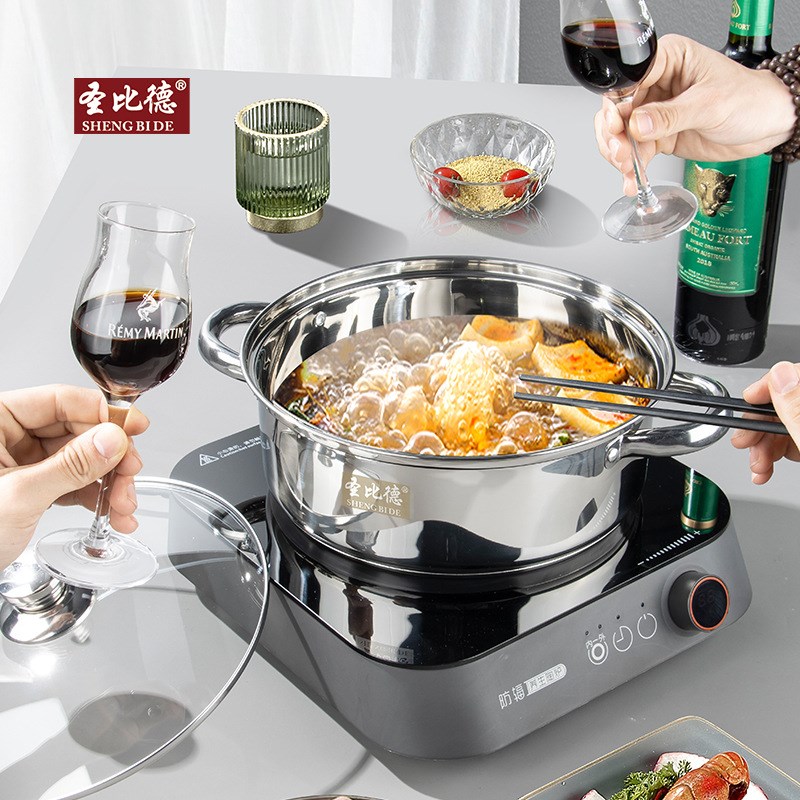 不锈钢汤锅食品级304火锅具复底不锈钢火锅清汤锅 电磁炉专用火锅