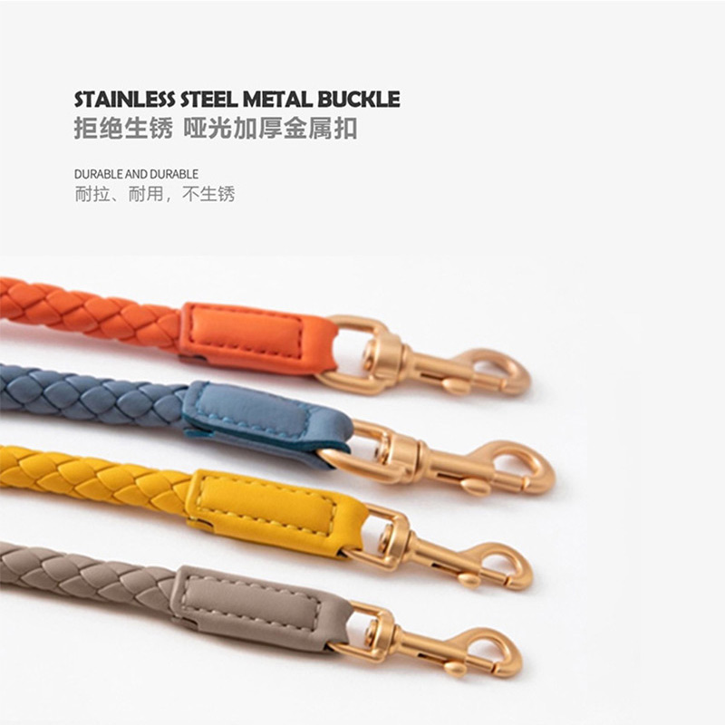 狗狗项圈牵引绳遛狗绳中型犬脖圈可调节大型犬狗绳柯基编织高档