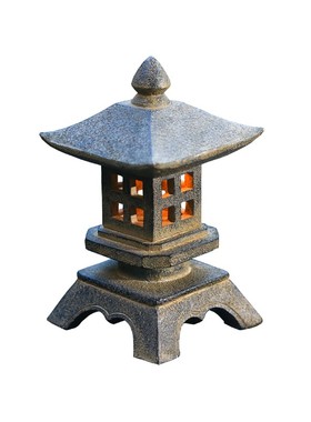 日式庭院灯塔送礼桌面摆件太阳能灯花园民宿别墅造景石塔宫灯摆设