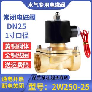 25货车淋水电磁控制阀dc24v 常闭电磁阀220vDN25电动开关阀2W250