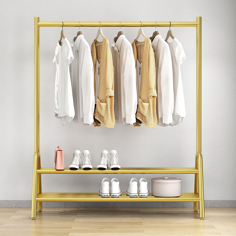 加厚晾衣架落地卧室内挂衣杆家用折叠伸缩隐形凉晒藏置物衣帽架子