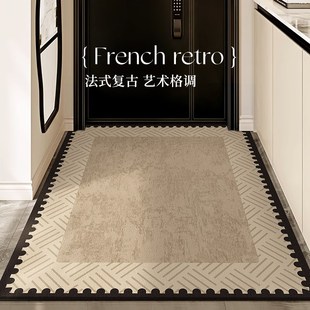 高级感中古风入户门地垫耐脏可剪裁门口进门垫子玄关家用地毯 法式