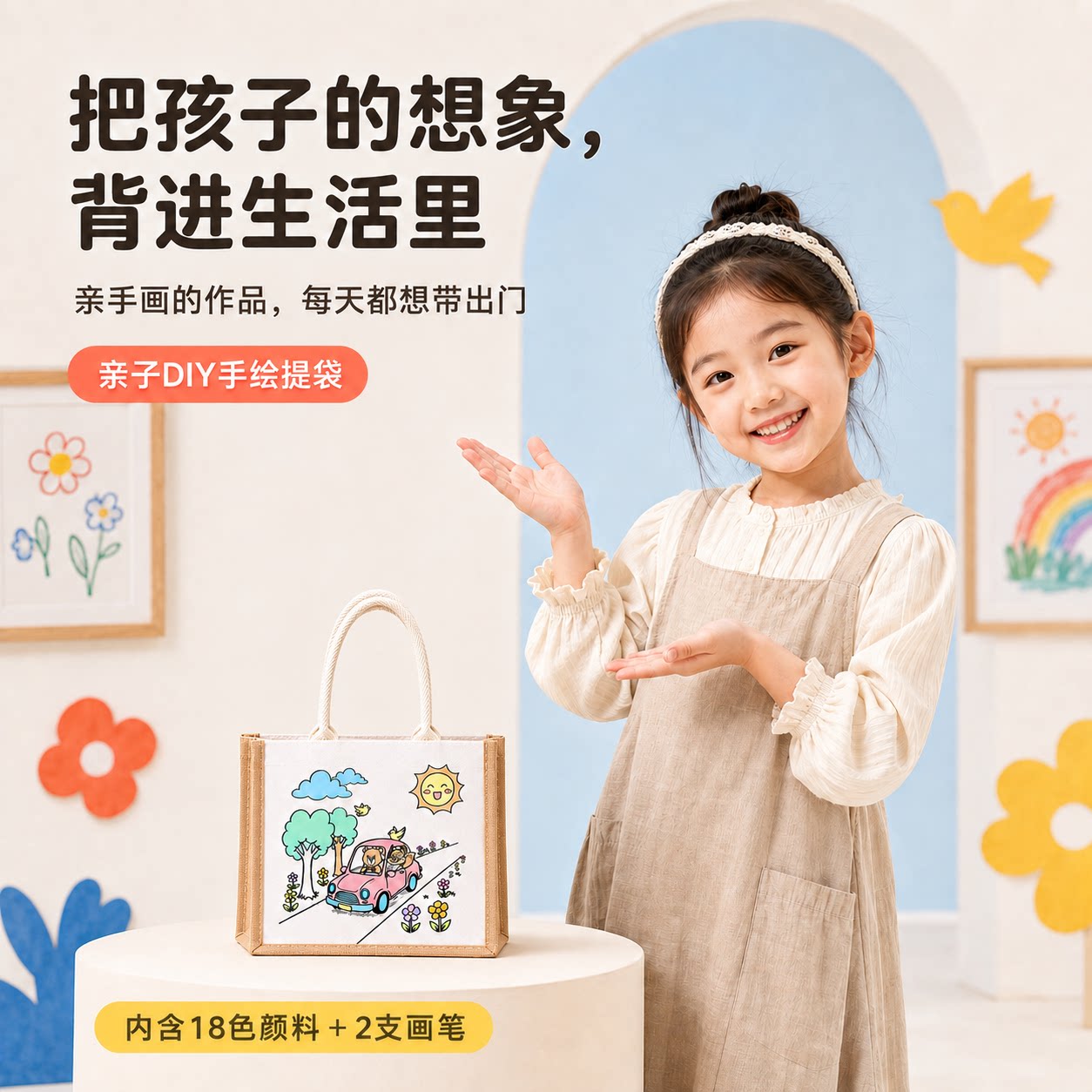 DIY手绘涂鸦帆布包材料包