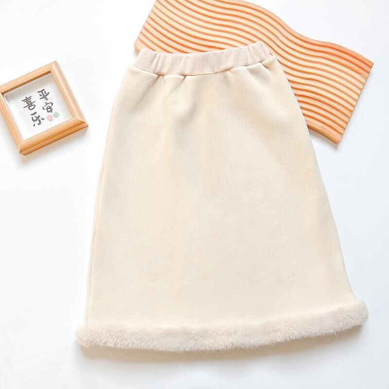 儿童加绒内搭套裙冬季女童百搭两件套一体绒长袖卫衣女孩半身裙