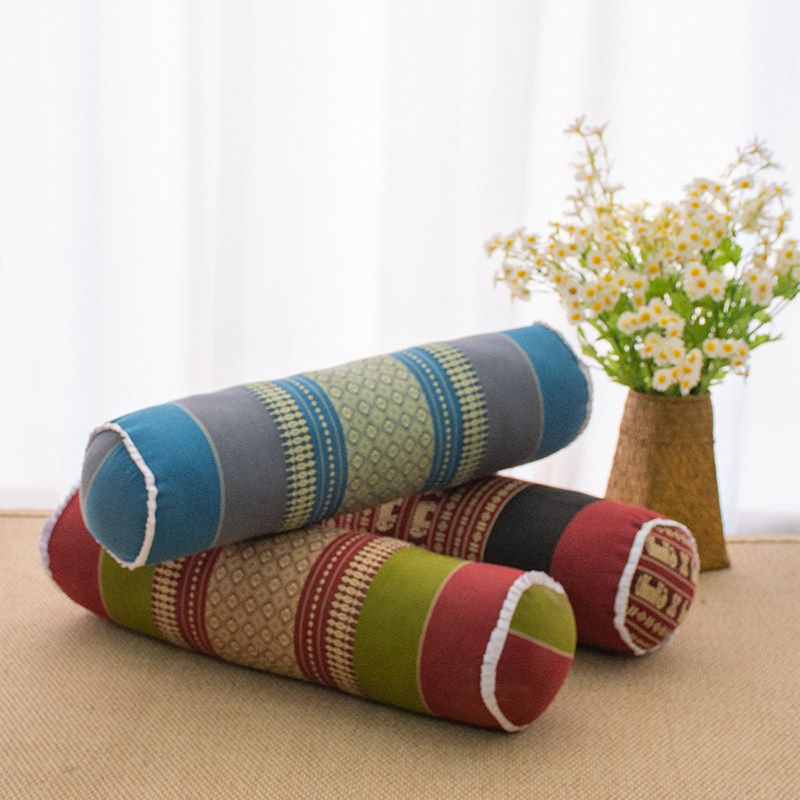 泰国木棉家用圆形靠枕客厅沙发扶手抱枕卧室床头飘窗台榻榻米枕头