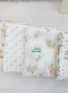 柔软纱布浴巾!夏季竹棉双层新生儿透气襁褓巾空调房盖毯万能巾