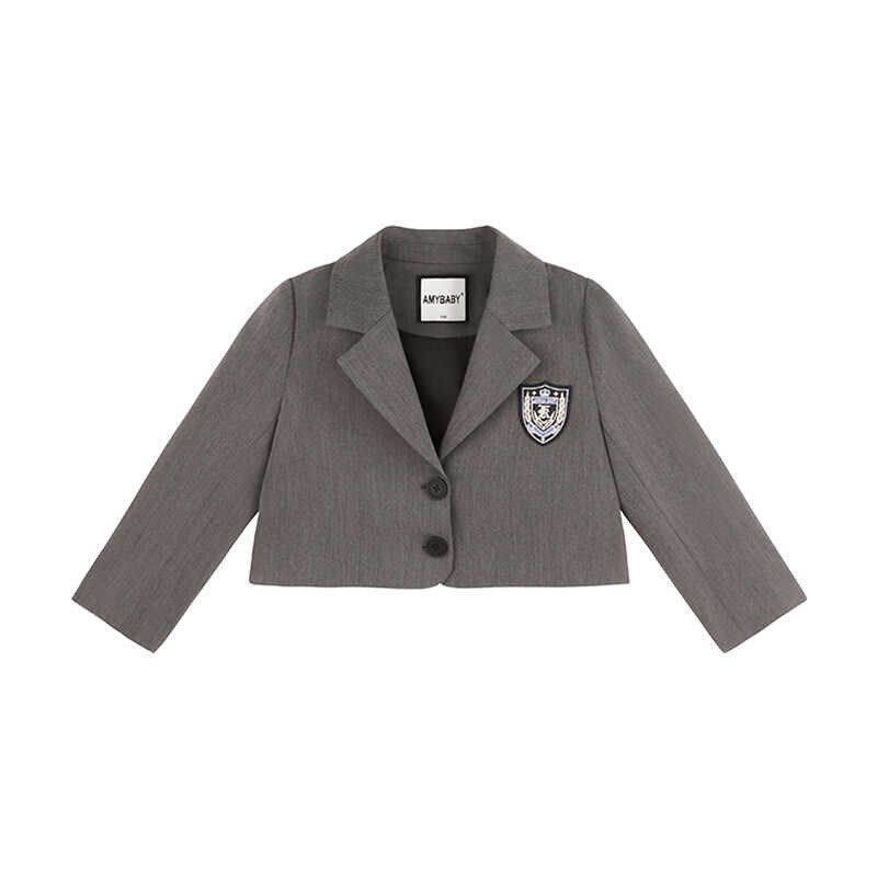 女童高级感套装2024新款时尚洋气裙子西装三件套女孩JK学院风秋装