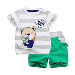 安塞尔斯童装2018新款婴儿衣服短袖套装男宝春装女1-6岁套装时尚