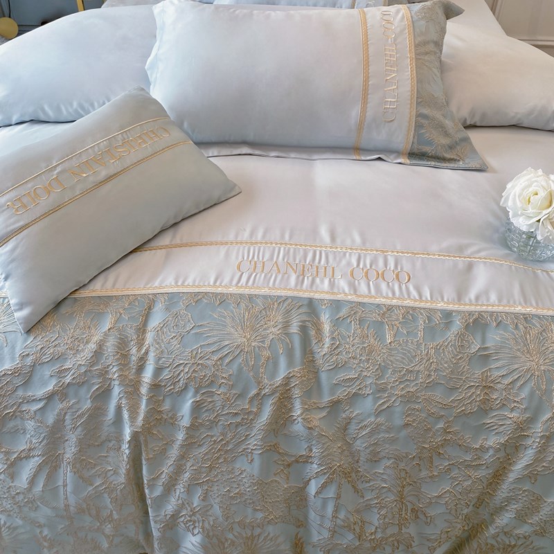 A类180支新疆棉四件套提花被套纯棉全棉床单轻奢风高级感床上用品