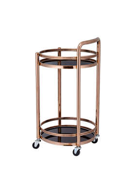 餐厅酒店小推车不锈钢豪华酒水车钢化玻璃甜品车商家两用带轮置物