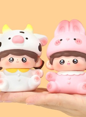 生肖宝宝创意蛋糕装饰摆件虎宝兔宝周岁生日快乐摆件男孩女孩礼物