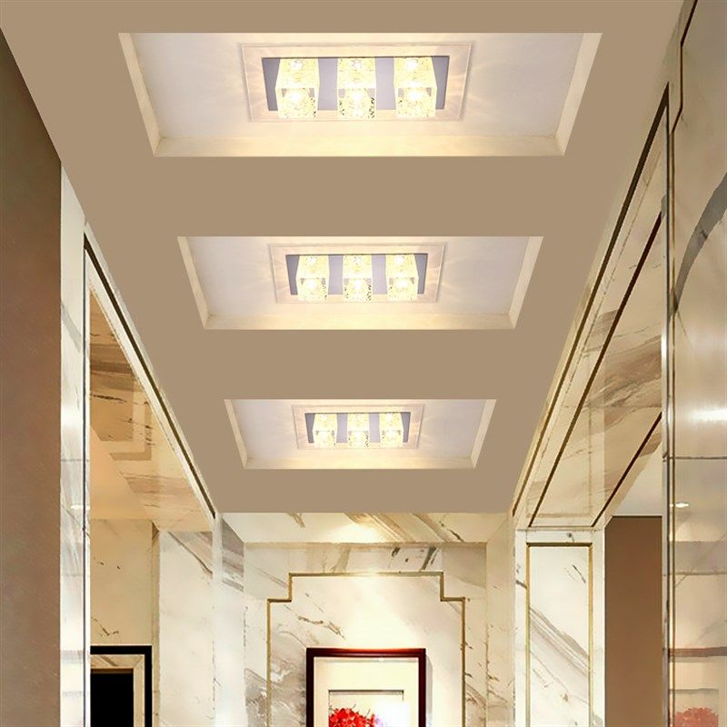 长方形led水晶射灯斗胆灯双头过道走廊灯格栅灯嵌入式造型吸顶灯,家装灯饰光源,厨卫/阳台/玄关/过道吸顶灯,淘宝优惠券,粉丝福利购,淘宝优惠卷