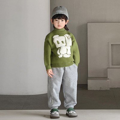 男童毛衣秋冬款儿童打底衫半高领加厚针织衫2024冬季新款男孩线衣