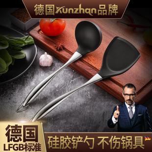 kunzhan304不锈钢锅铲炒菜硅胶汤勺子不粘锅专用厨具家用厨房单个
