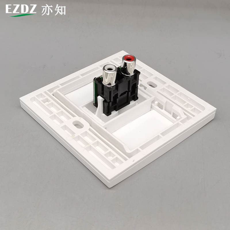 一位莲花音频对插双音频免焊直插86型AV模块双莲花多媒体面板墙壁