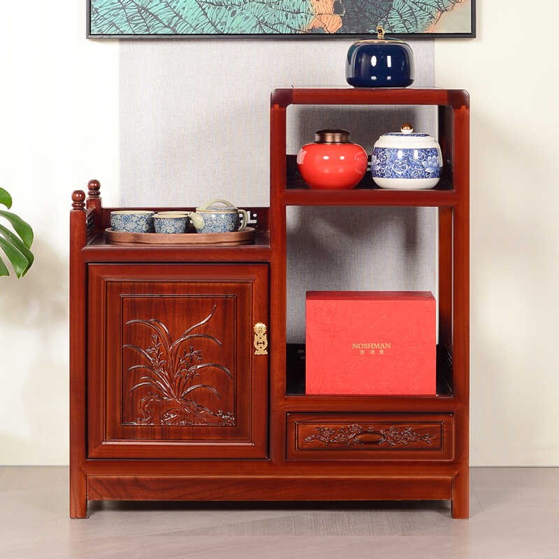 中式实木茶水柜家用餐边柜客厅茶水台办公酒水柜榆木储物柜茶叶柜