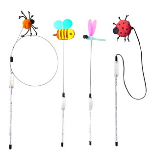 QZee poo小昆虫逗猫棒互动沙沙声蜜蜂蜻蜓猫咪玩具 匹卡噗pika