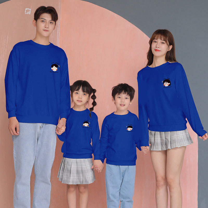 母子装白色亲子装2023新款厚棉T休闲一家三口秋装长袖母女装家庭