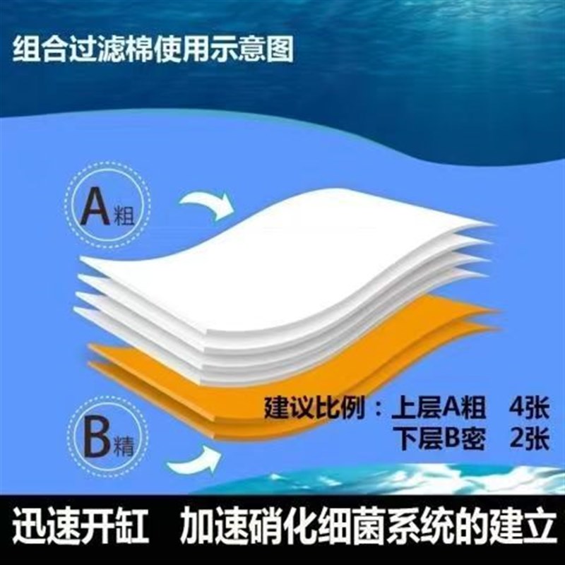 AC过滤棉加厚高密度超净水生化棉鱼缸水族箱滤材白棉海绵高效培菌