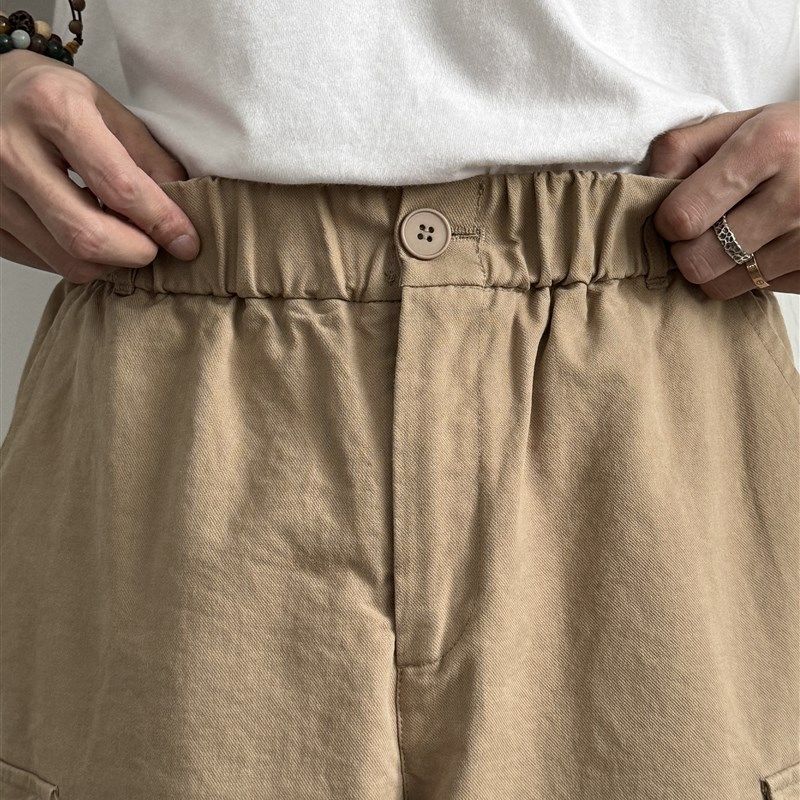 ONUN 复古水洗棉质工装短裤多口袋百搭休闲松紧腰宽松直筒五分裤,男装,短裤,淘宝优惠券,粉丝福利购,淘宝优惠卷