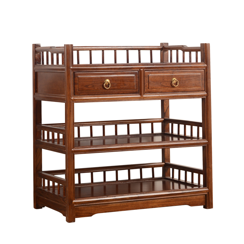 茶水柜实木茶柜新中式榆木储物柜简约家用茶边柜办公烧水柜餐边柜