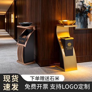 酒店专用不锈钢垃圾桶带灭烟缸加厚大堂立式电梯口商用灭烟果皮箱