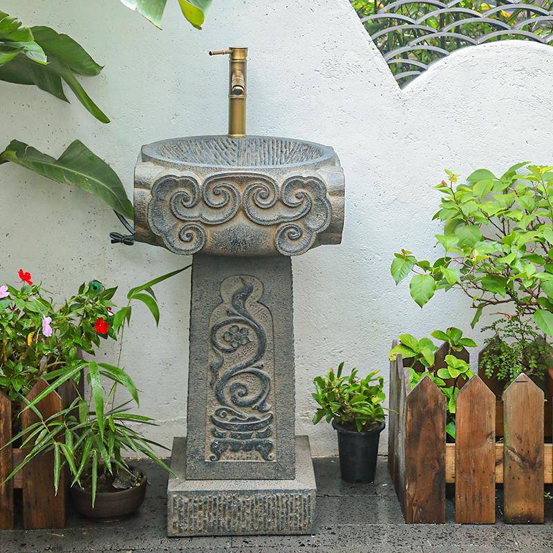 庭花园洗手台一户体立柱盆外艺术洗脸院盆阳台创意地落洗面OJP盆