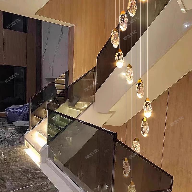 楼梯吊灯现代简约oft公楼GOQ寓吊l灯轻奢别墅吊复式旋转楼梯吊灯