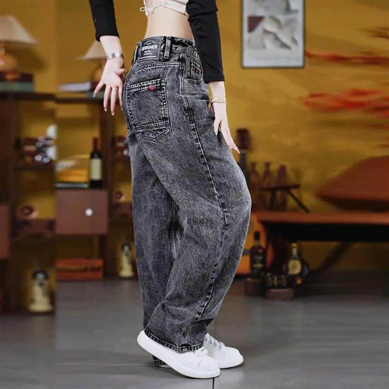 织己小钱风男装高端雪花牛仔裤男士潮牌垂感宽松阔腿裤男款牛仔裤