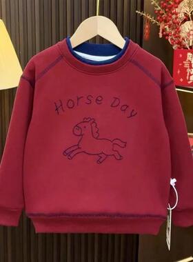 阚碧清儿a童冬e款马年拜年服卫衣2026新款中大童红色喜庆男童卫衣
