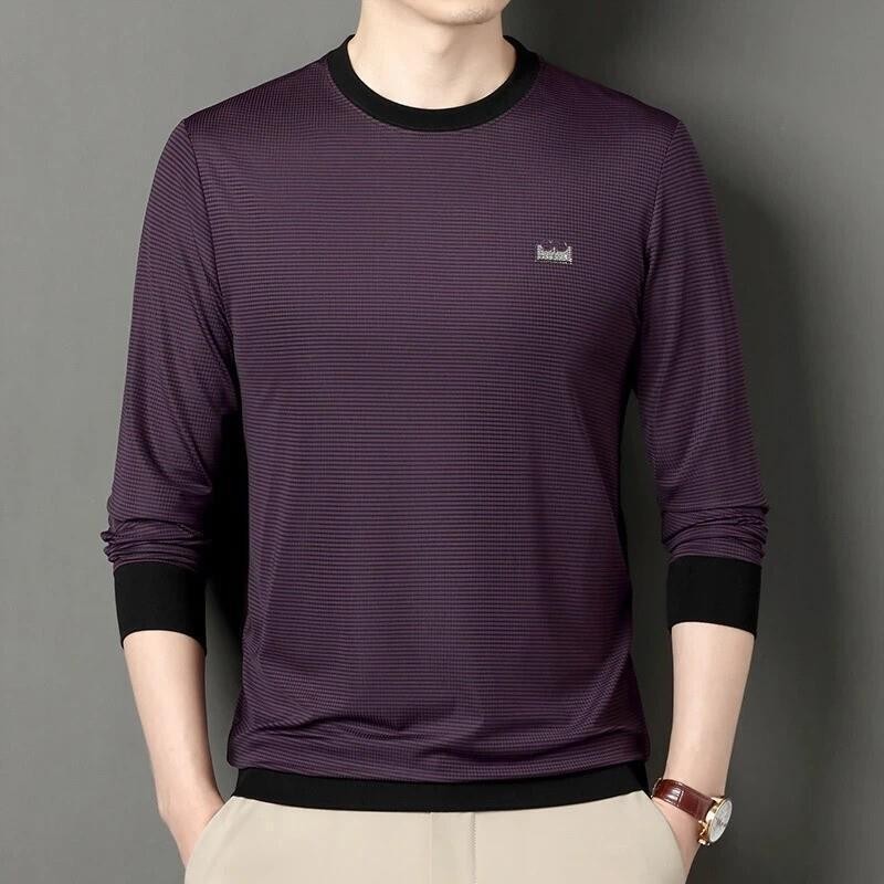 壹品奢潮穿搭STUDIO2服饰总裁升级新款男条纹时尚卫衣圆领长袖T恤