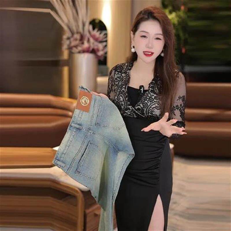 尤米轻奢LMVQ夏季薄款轻奢y欧版个性男士修身小脚牛仔裤潮流长裤